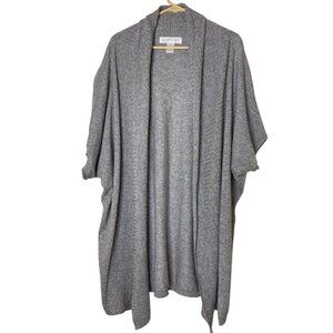 Arlotta Cashmere Wool Blend Cardigan Gray Cozy Lagenlook Short Sleeve - Size M